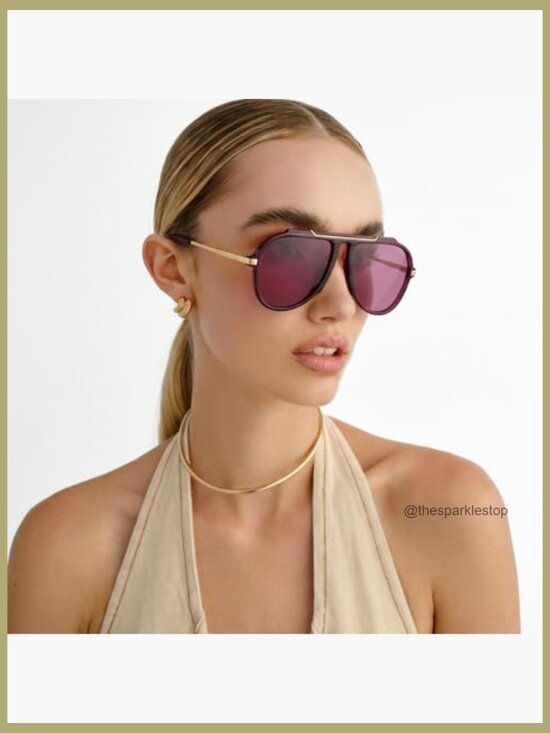 Oversized Aviator Sunglasses, UV400 Protection, Plastic Frame main image 5